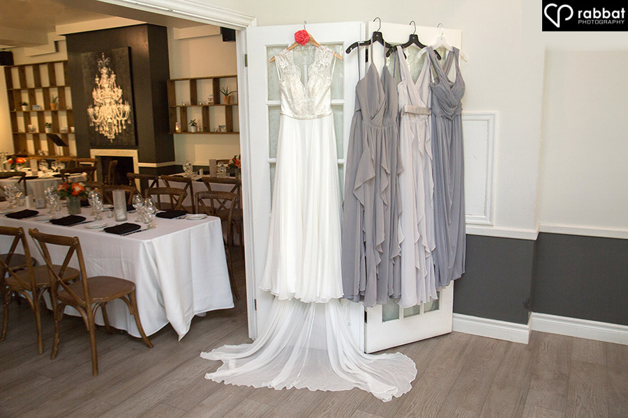 Bridal gown and bridesmaids dresses