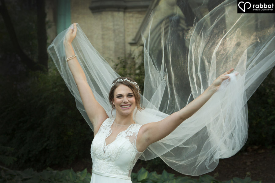 Happy bride with veil