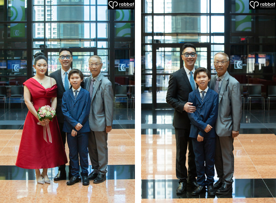Three generations wedding photo